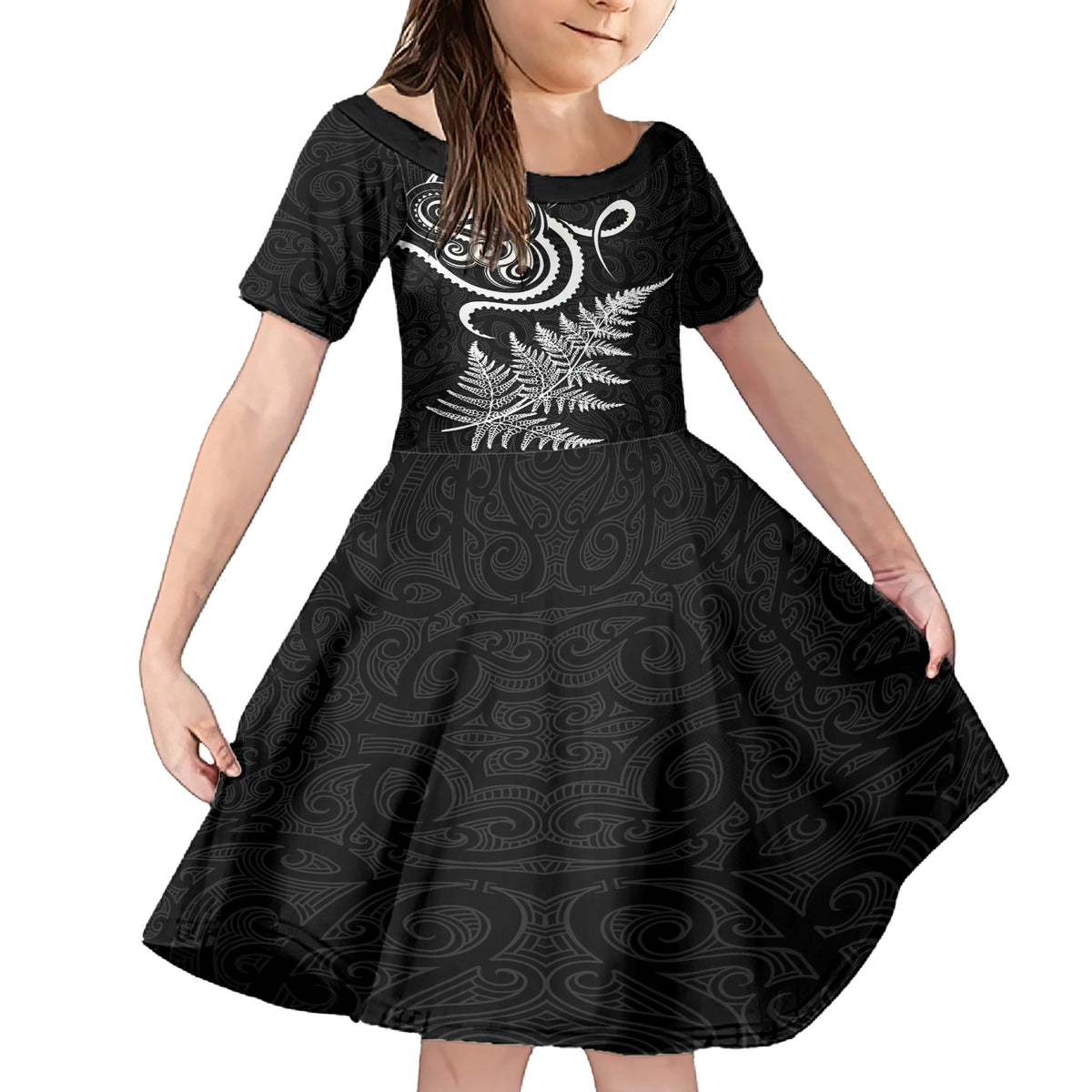 New Zealand Octopus Tattoo and Fern Family Matching Short Sleeve Bodycon Dress and Hawaiian Shirt Maori Pattern