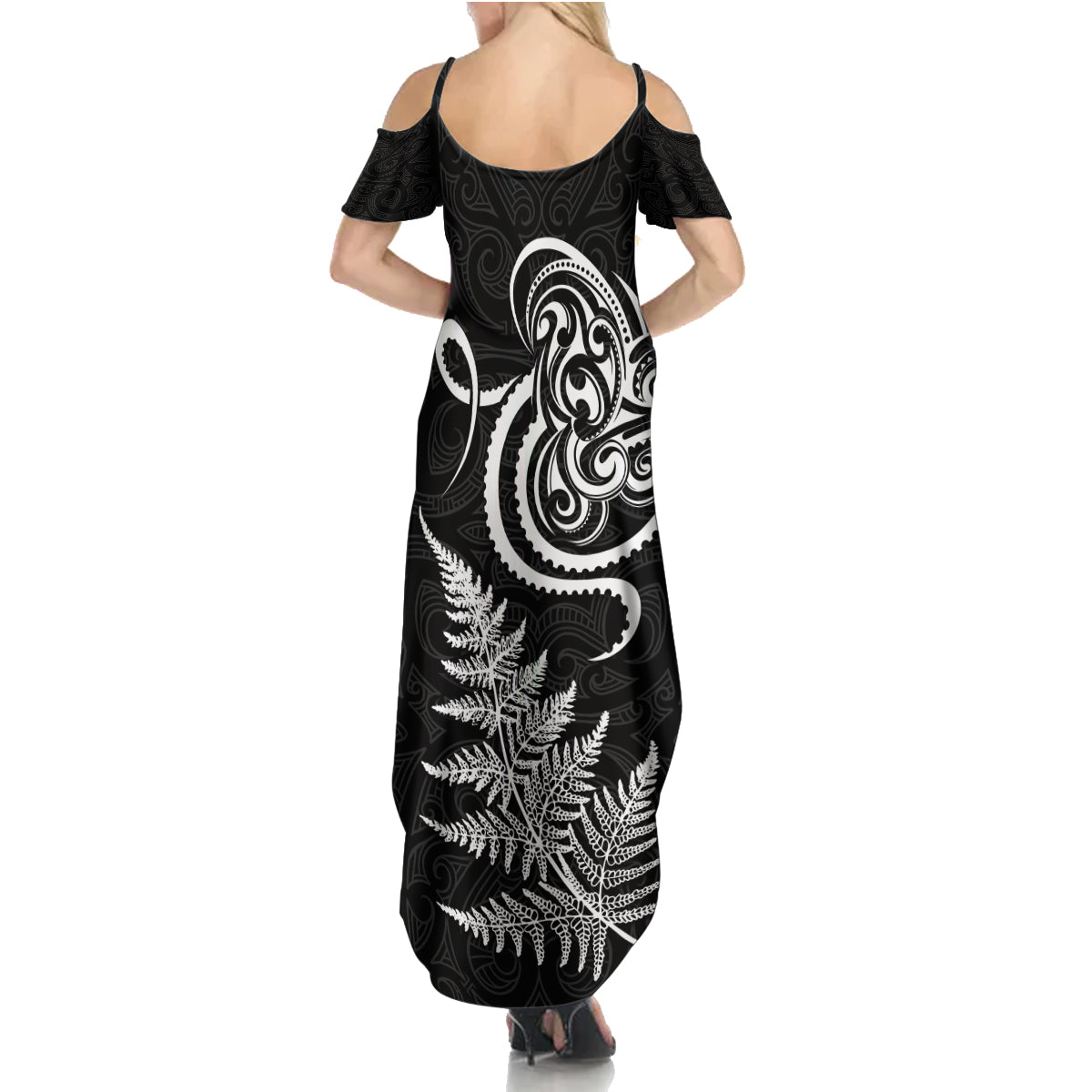 New Zealand Octopus Tattoo and Fern Family Matching Summer Maxi Dress and Hawaiian Shirt Maori Pattern