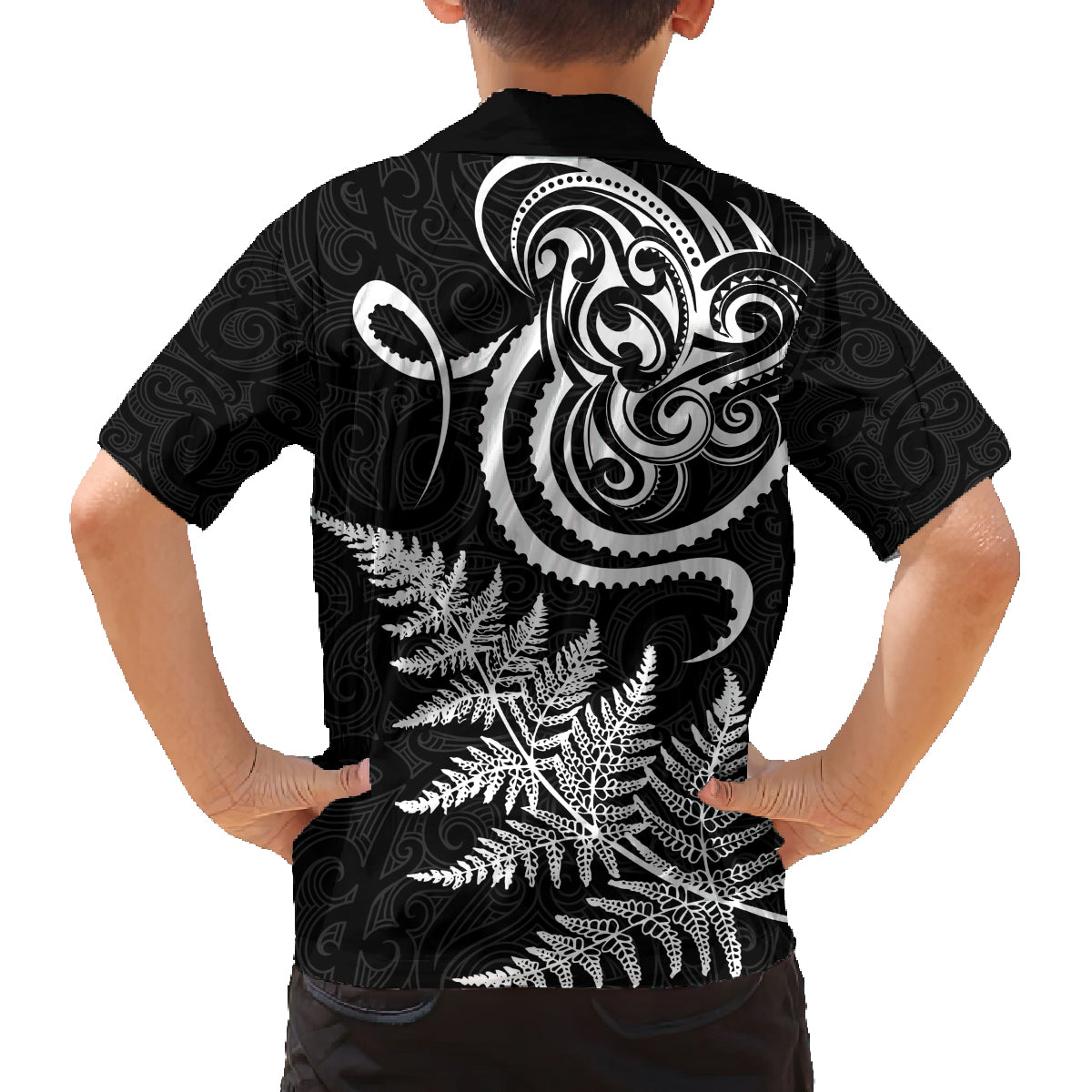 New Zealand Octopus Tattoo and Fern Family Matching Tank Maxi Dress and Hawaiian Shirt Maori Pattern