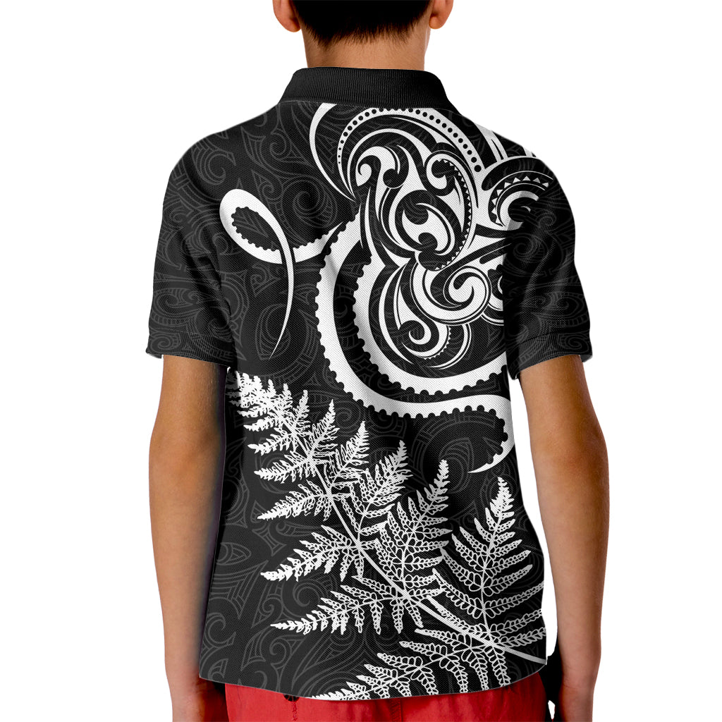 New Zealand Octopus Tattoo and Fern Kid Polo Shirt Maori Pattern