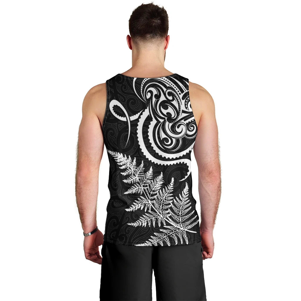 New Zealand Octopus Tattoo and Fern Men Tank Top Maori Pattern