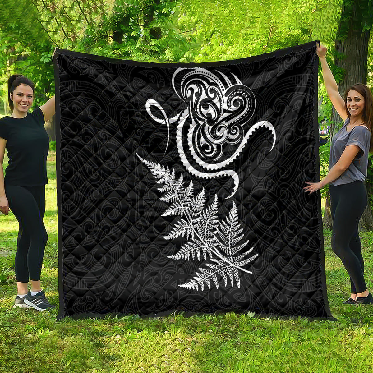 New Zealand Octopus Tattoo and Fern Quilt Maori Pattern