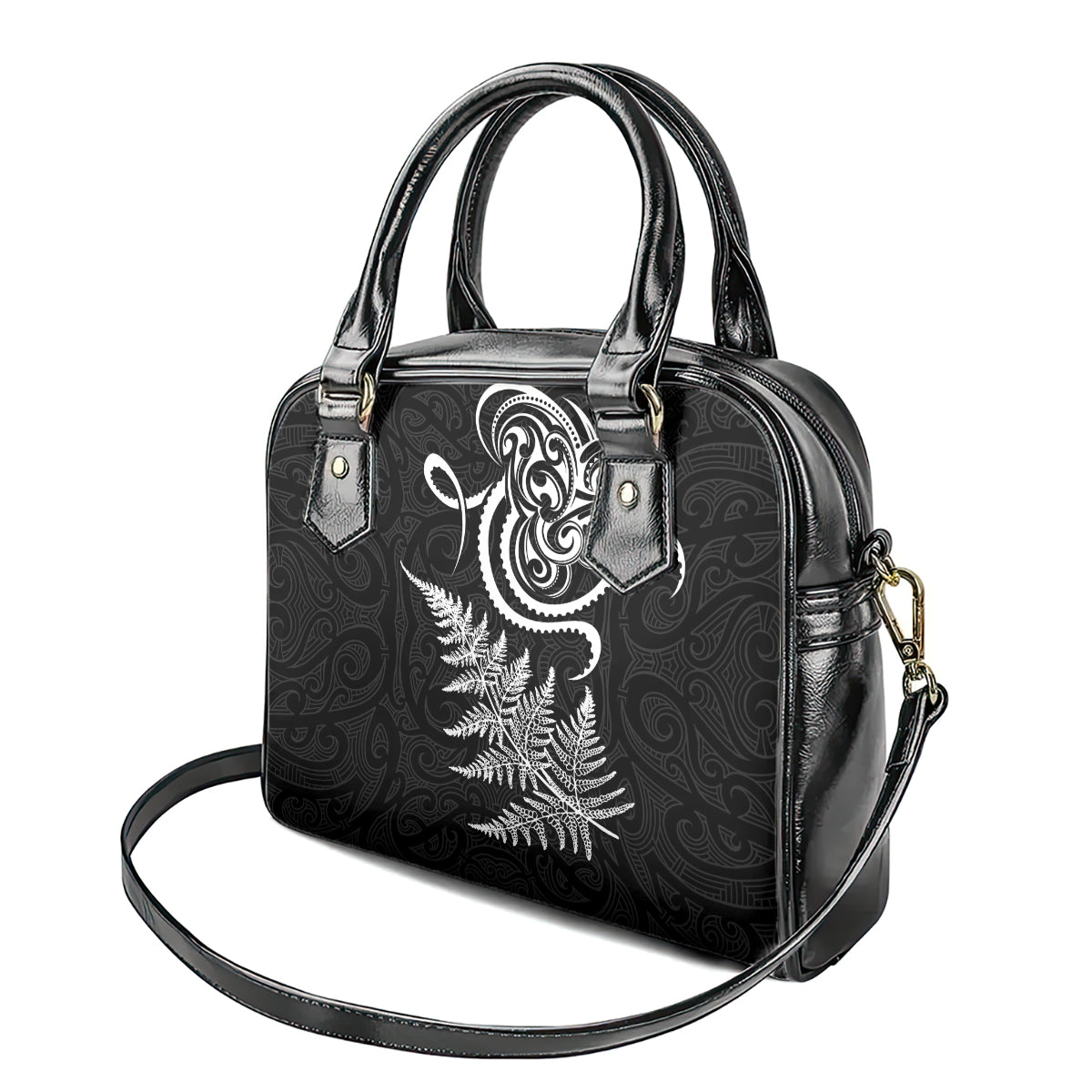 New Zealand Octopus Tattoo and Fern Shoulder Handbag Maori Pattern