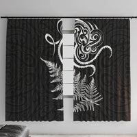 New Zealand Octopus Tattoo and Fern Window Curtain Maori Pattern LT03 With Hooks Black - Polynesian Pride