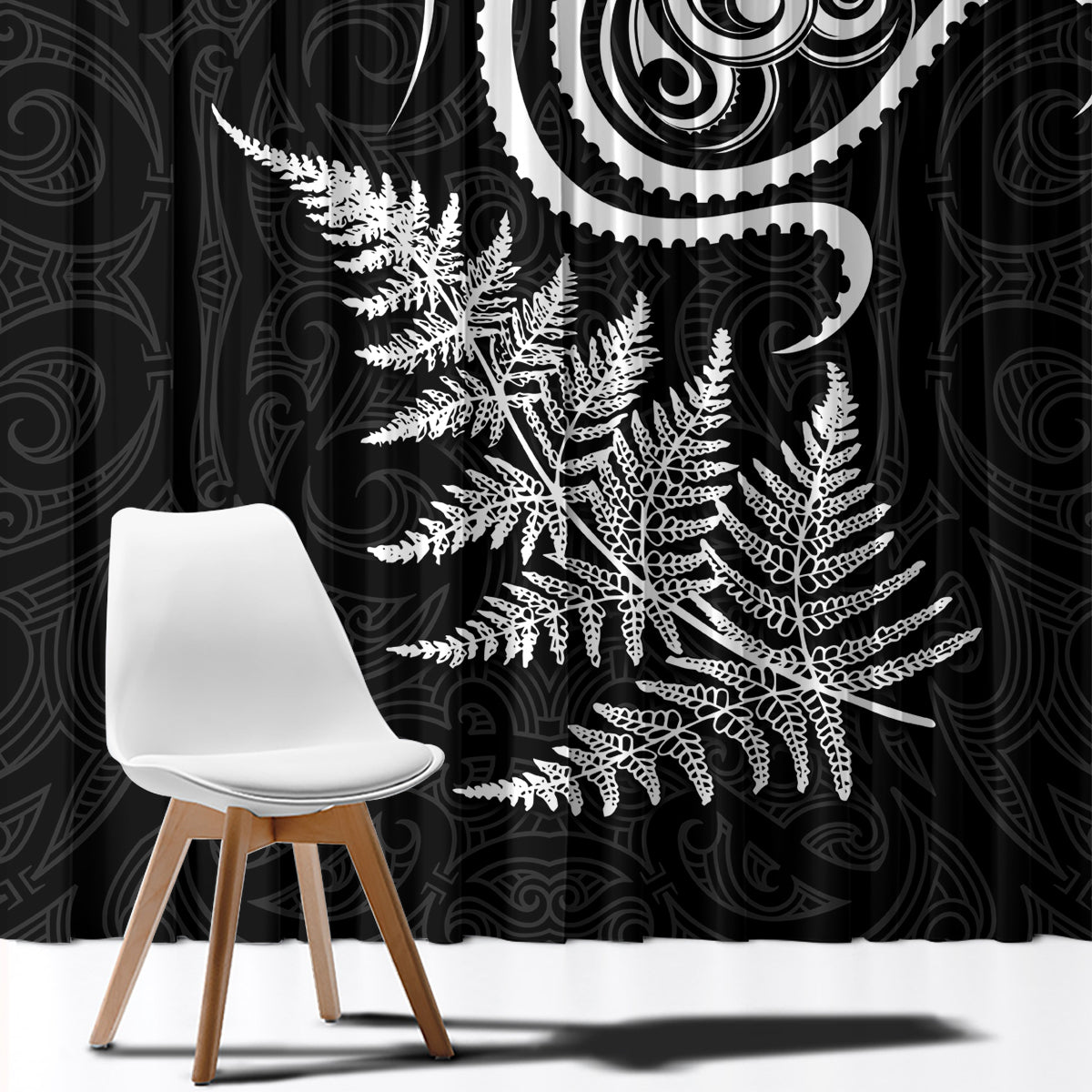 New Zealand Octopus Tattoo and Fern Window Curtain Maori Pattern LT03 - Polynesian Pride