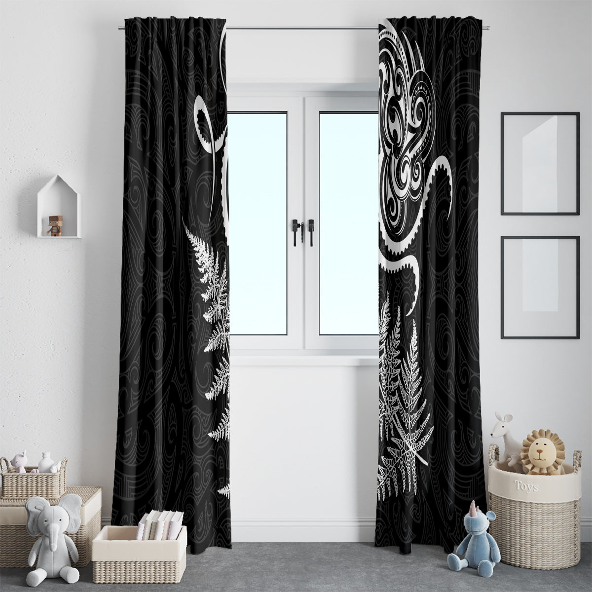 New Zealand Octopus Tattoo and Fern Window Curtain Maori Pattern LT03 - Polynesian Pride