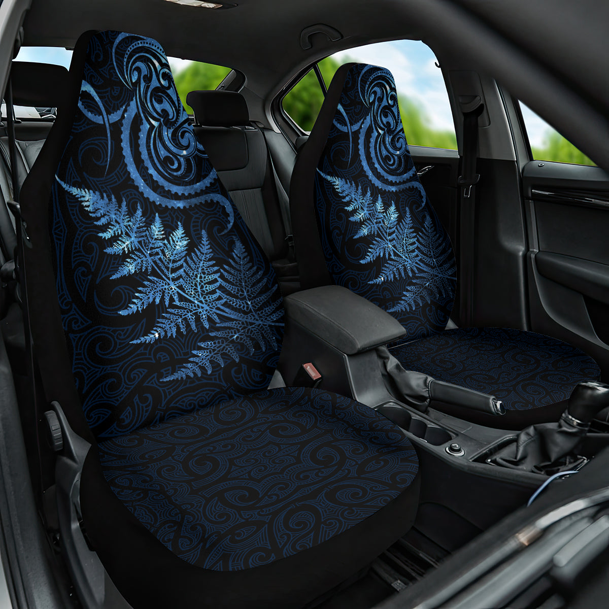 New Zealand Octopus Tattoo and Fern Car Seat Cover Maori Pattern Matariki Style