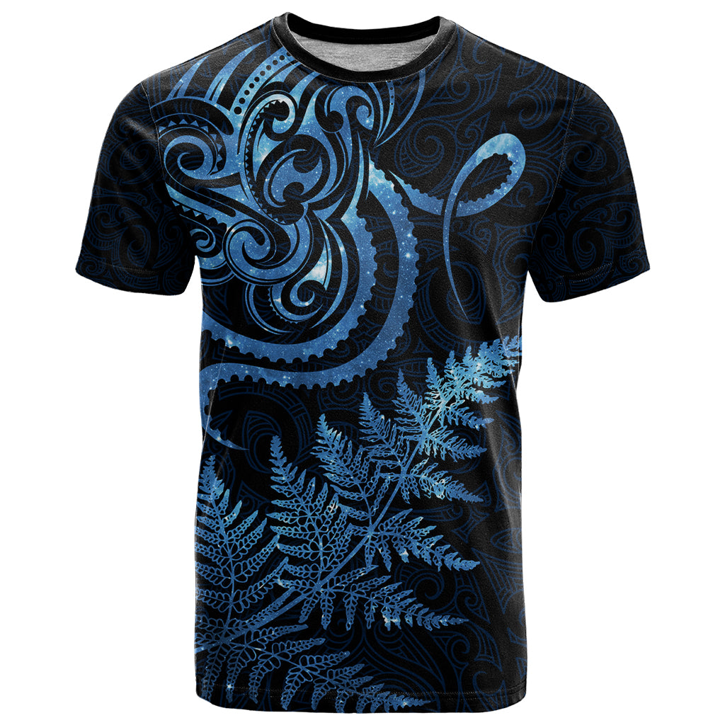New Zealand Octopus Tattoo and Fern T Shirt Maori Pattern Matariki Style LT03 Blue - Polynesian Pride