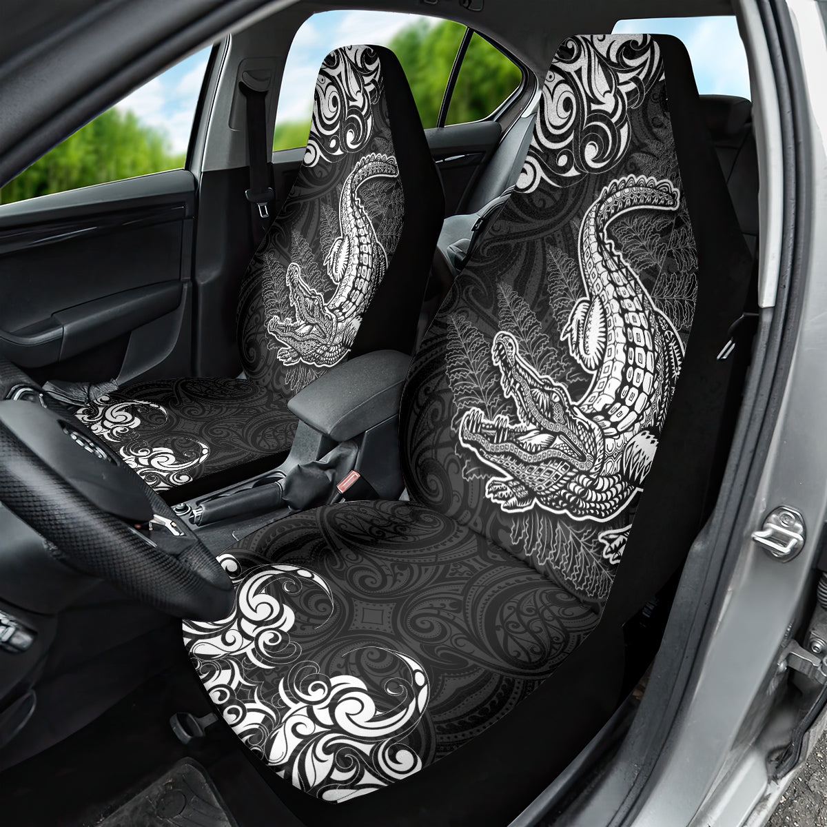 New Zealand Crocodile Tattoo and Fern Car Seat Cover Maori Pattern