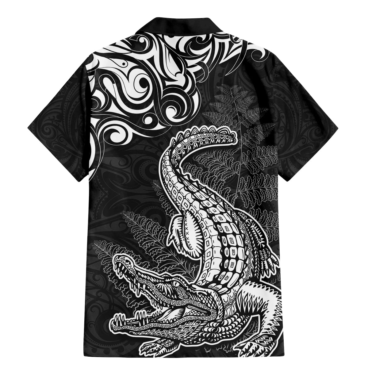 New Zealand Crocodile Tattoo and Fern Family Matching Mermaid Dress and Hawaiian Shirt Maori Pattern