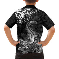 New Zealand Crocodile Tattoo and Fern Family Matching Tank Maxi Dress and Hawaiian Shirt Maori Pattern
