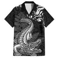 New Zealand Crocodile Tattoo and Fern Family Matching Tank Maxi Dress and Hawaiian Shirt Maori Pattern