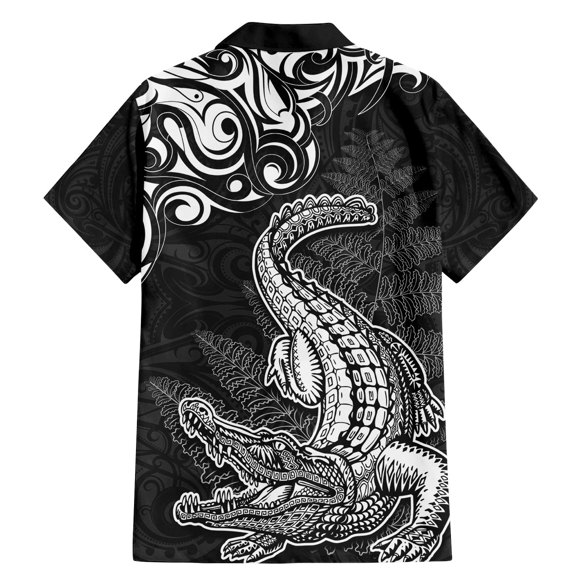 New Zealand Crocodile Tattoo and Fern Family Matching Tank Maxi Dress and Hawaiian Shirt Maori Pattern