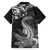 New Zealand Crocodile Tattoo and Fern Hawaiian Shirt Maori Pattern