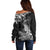 New Zealand Crocodile Tattoo and Fern Off Shoulder Sweater Maori Pattern