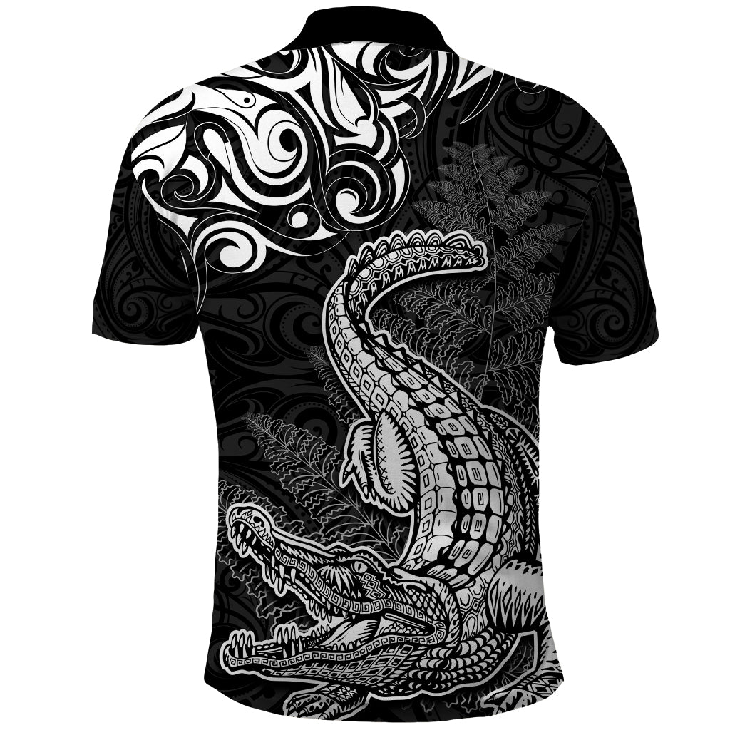 New Zealand Crocodile Tattoo and Fern Polo Shirt Maori Pattern