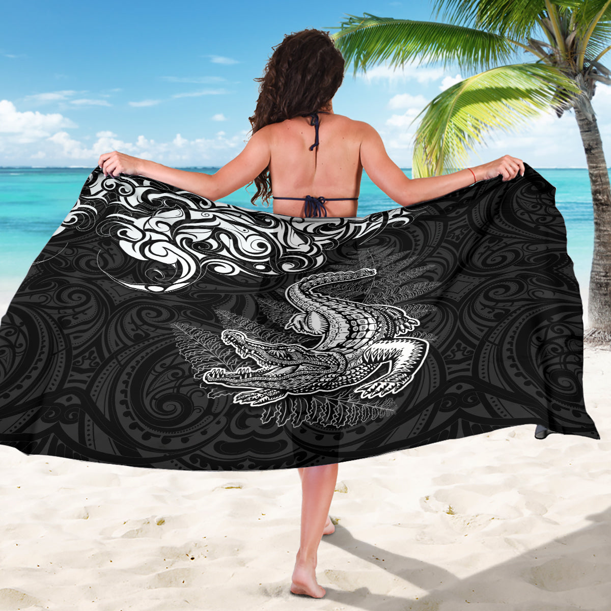 New Zealand Crocodile Tattoo and Fern Sarong Maori Pattern