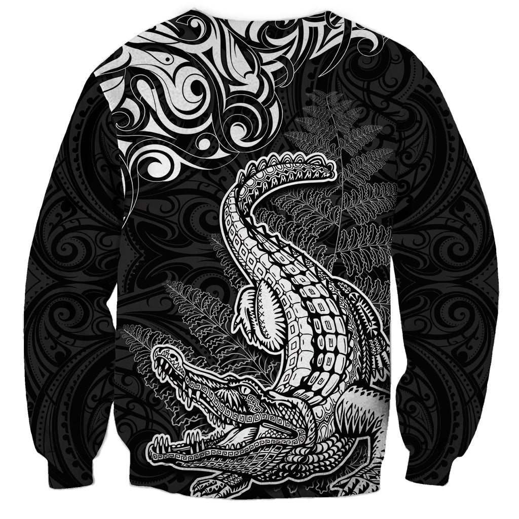 New Zealand Crocodile Tattoo and Fern Sweatshirt Maori Pattern