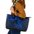 New Zealand Crocodile Tattoo and Fern Leather Tote Bag Maori Pattern Blue Color