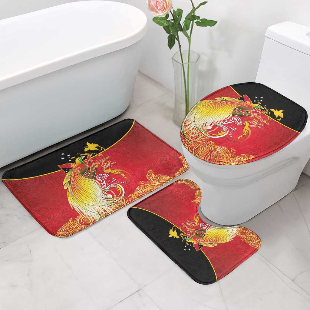 Papua New Guinea Independence Day Bathroom Set Happy Anniversary 50th Bird-of-paradise Melanesian Tattoos - Polynesian Pride