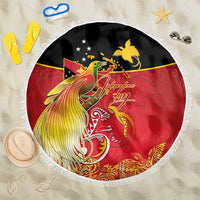Papua New Guinea Independence Day Beach Blanket Happy Anniversary 50th Bird-of-paradise Melanesian Tattoos - Polynesian Pride