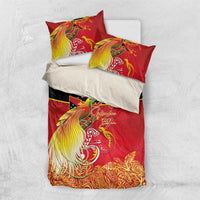 Papua New Guinea Independence Day Bedding Set Happy Anniversary 50th Bird-of-paradise Melanesian Tattoos - Polynesian Pride