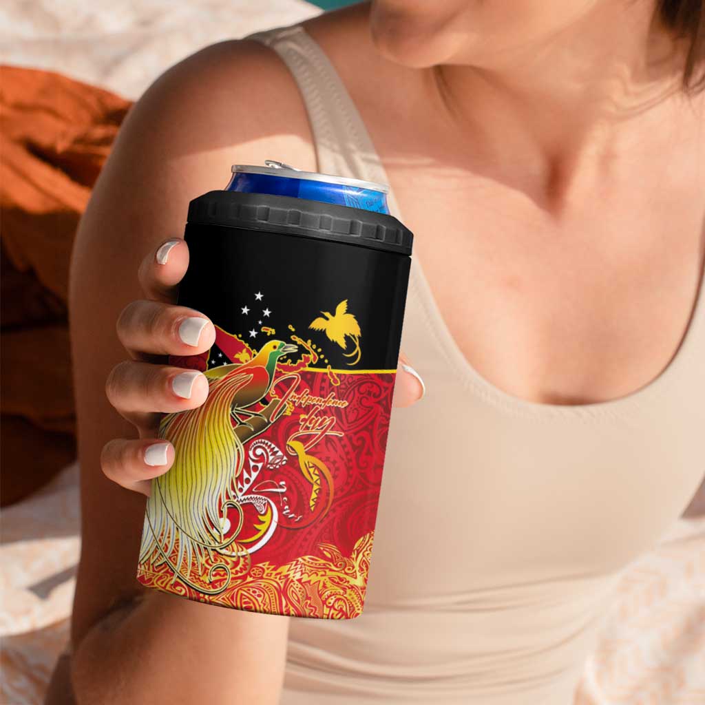 Papua New Guinea Independence Day 4 in 1 Can Cooler Tumbler Happy Anniversary 50th Bird-of-paradise Melanesian Tattoos - Polynesian Pride