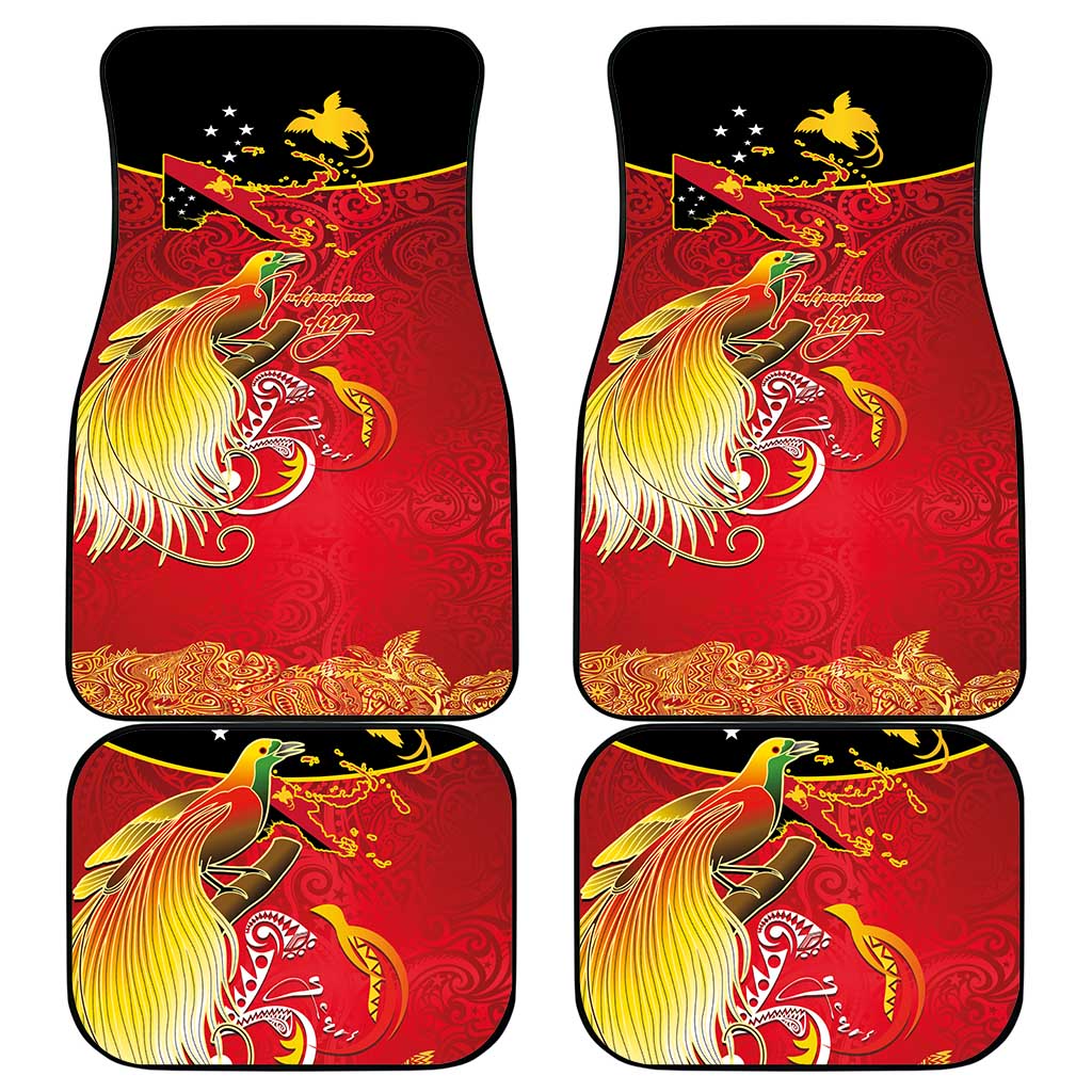 Papua New Guinea Independence Day Car Mats Happy Anniversary 50th Bird-of-paradise Melanesian Tattoos - Polynesian Pride