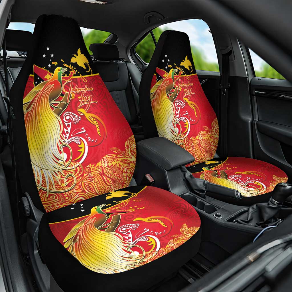 Papua New Guinea Independence Day Car Seat Cover Happy Anniversary 50th Bird-of-paradise Melanesian Tattoos - Polynesian Pride