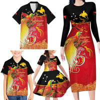 Papua New Guinea Independence Day Family Matching Long Sleeve Bodycon Dress and Hawaiian Shirt Happy Anniversary 50th Bird-of-paradise Melanesian Tattoos - Polynesian Pride