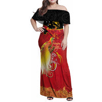 Papua New Guinea Independence Day Family Matching Off Shoulder Maxi Dress and Hawaiian Shirt Happy Anniversary 50th Bird-of-paradise Melanesian Tattoos - Polynesian Pride