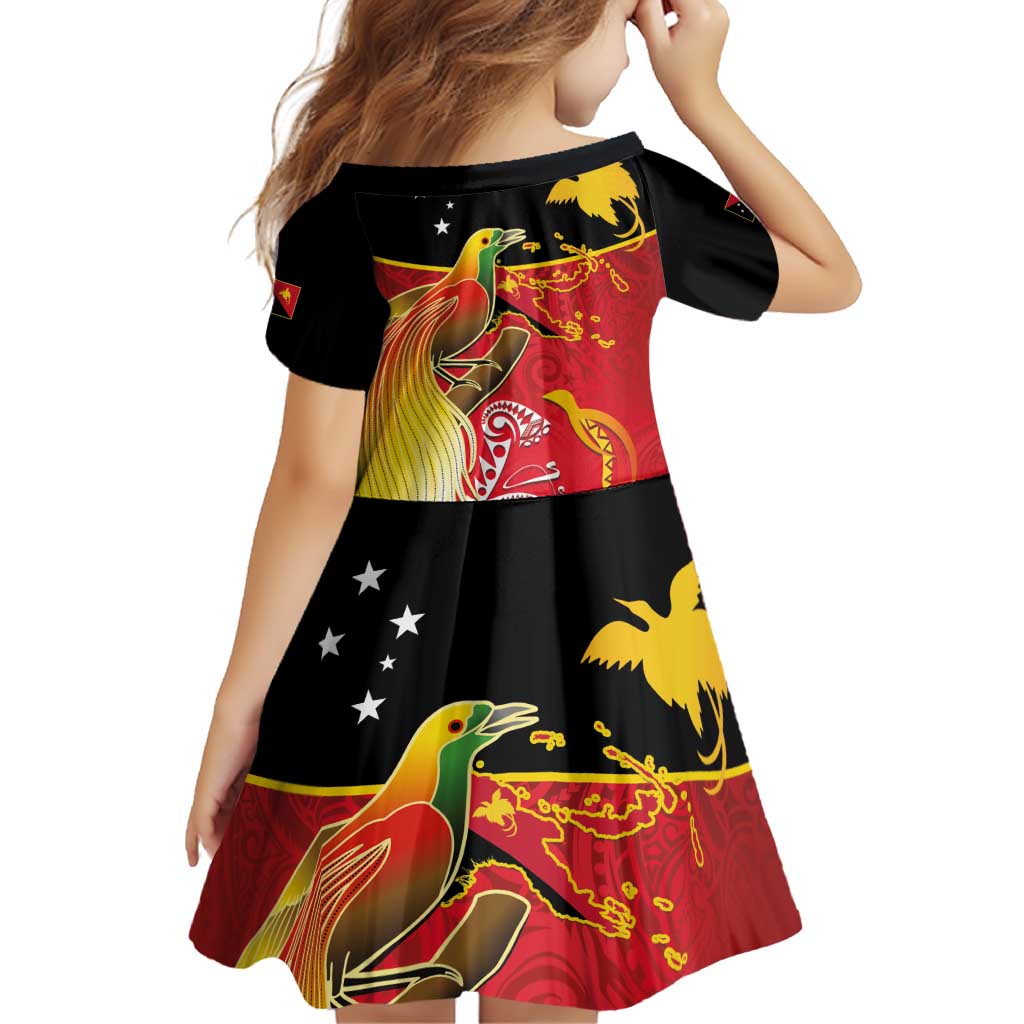 Papua New Guinea Independence Day Family Matching Off Shoulder Short Dress and Hawaiian Shirt Happy Anniversary 50th Bird-of-paradise Melanesian Tattoos - Polynesian Pride