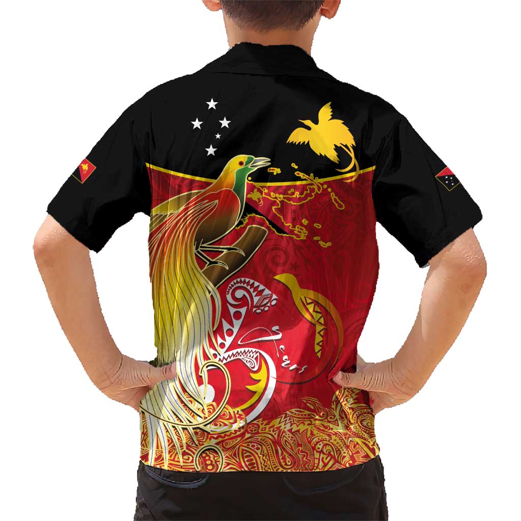 Papua New Guinea Independence Day Family Matching Short Sleeve Bodycon Dress and Hawaiian Shirt Happy Anniversary 50th Bird-of-paradise Melanesian Tattoos - Polynesian Pride