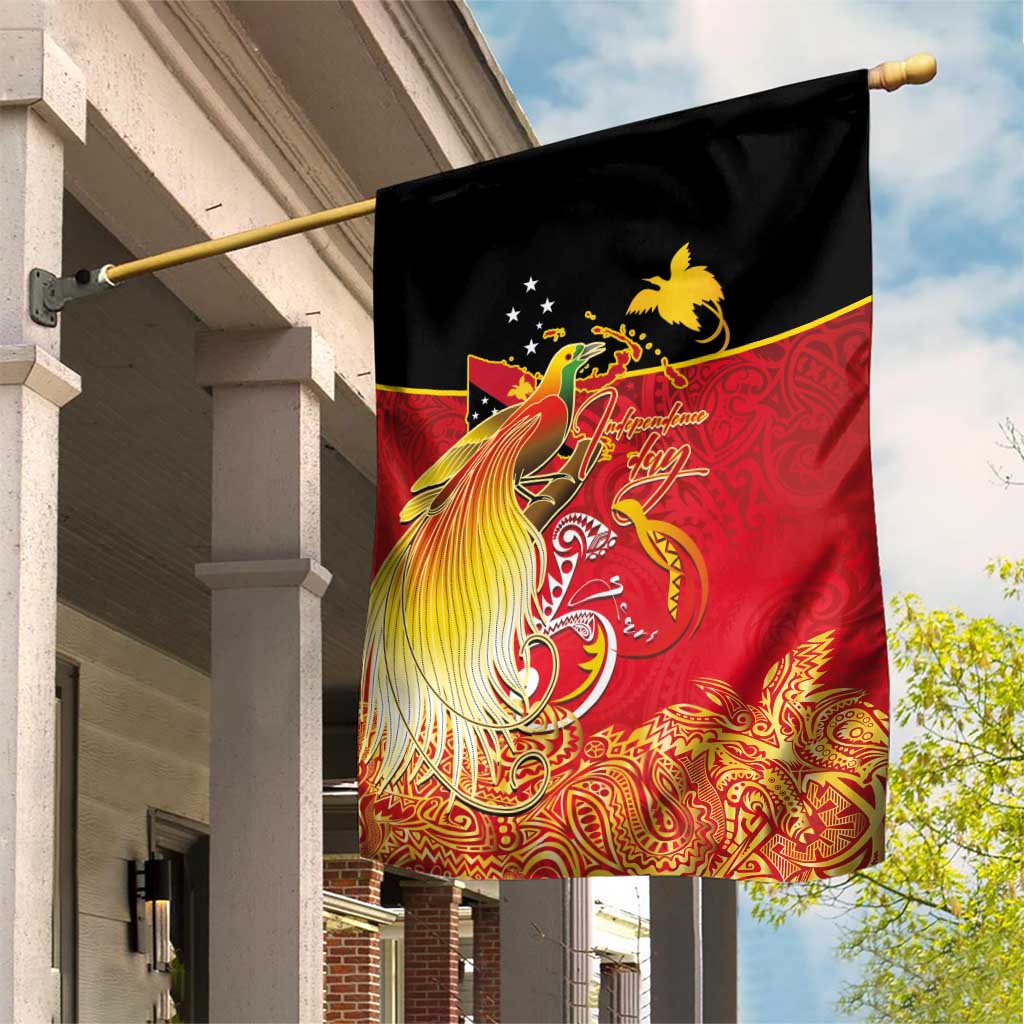Papua New Guinea Independence Day Garden Flag Happy Anniversary 50th Bird-of-paradise Melanesian Tattoos - Polynesian Pride