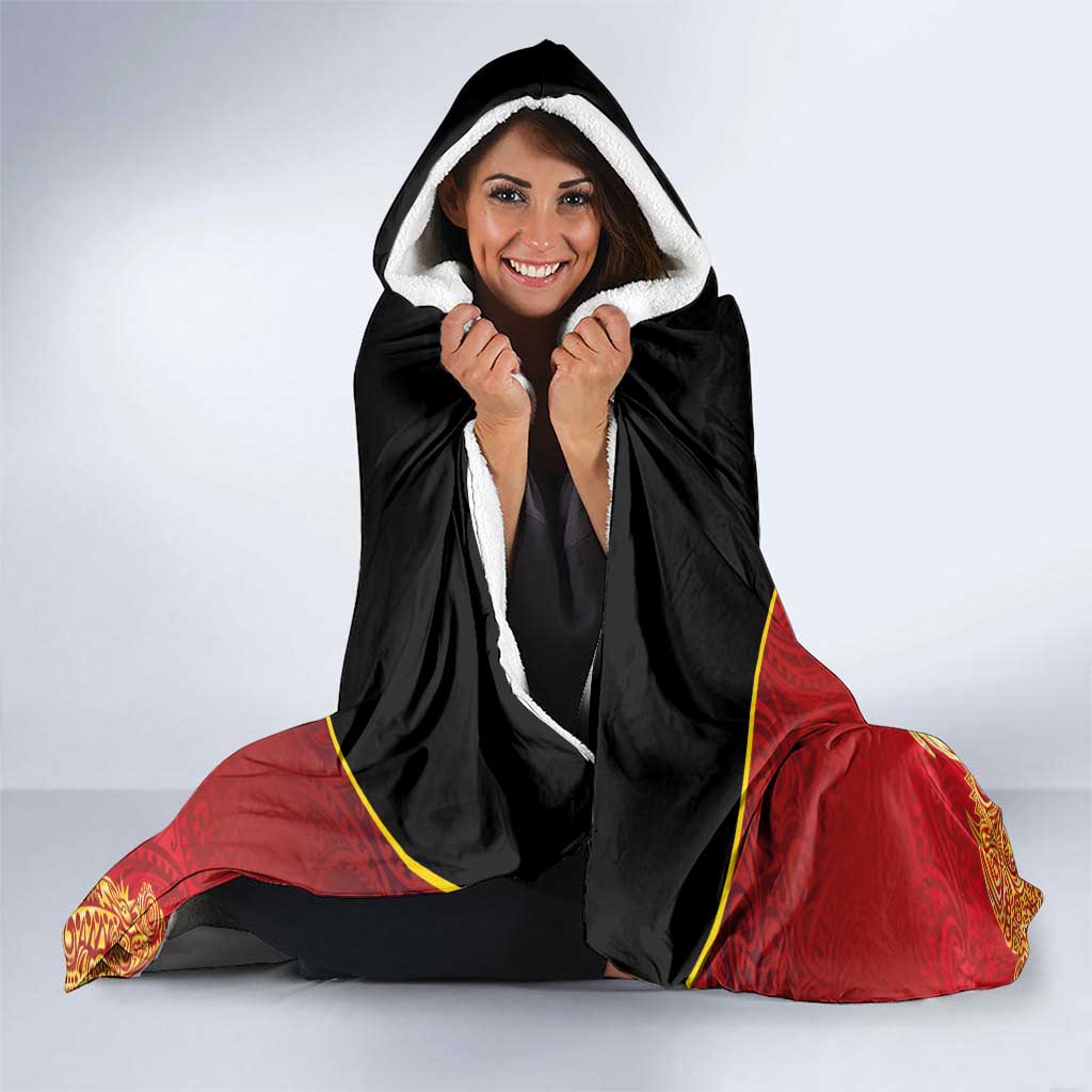 Papua New Guinea Independence Day Hooded Blanket Happy Anniversary 50th Bird-of-paradise Melanesian Tattoos - Polynesian Pride