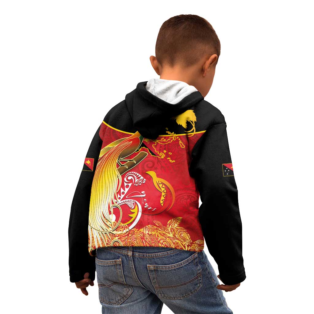 Papua New Guinea Independence Day Kid Hoodie Happy Anniversary 50th Bird-of-paradise Melanesian Tattoos - Polynesian Pride