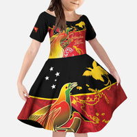 Papua New Guinea Independence Day Kid Short Sleeve Dress Happy Anniversary 50th Bird-of-paradise Melanesian Tattoos - Polynesian Pride