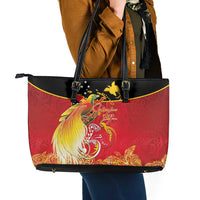 Papua New Guinea Independence Day Leather Tote Bag Happy Anniversary 50th Bird-of-paradise Melanesian Tattoos - Polynesian Pride