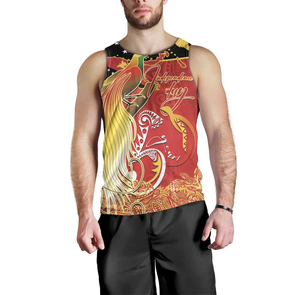 Papua New Guinea Independence Day Men Tank Top Happy Anniversary 50th Bird-of-paradise Melanesian Tattoos - Polynesian Pride