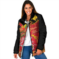 Papua New Guinea Independence Day Padded Jacket Happy Anniversary 50th Bird-of-paradise Melanesian Tattoos - Polynesian Pride