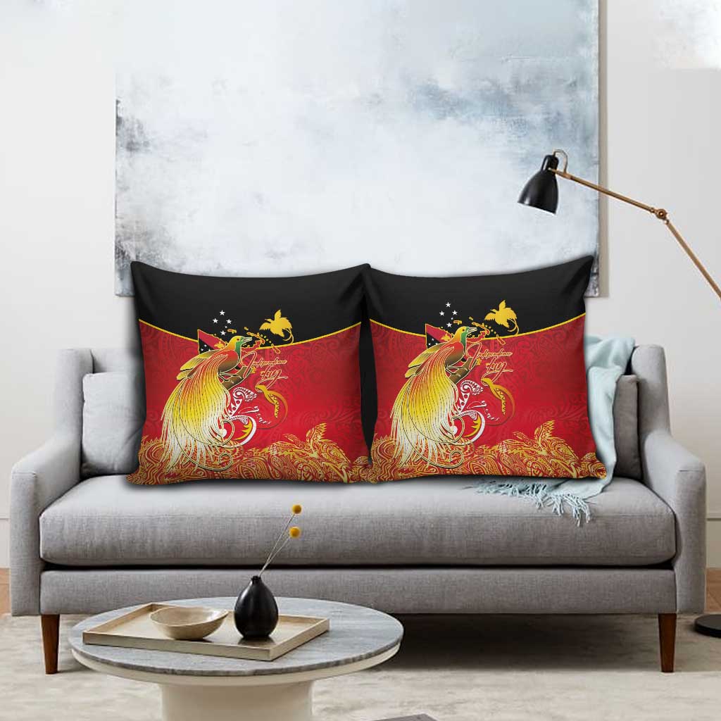 Papua New Guinea Independence Day Pillow Cover Happy Anniversary 50th Bird-of-paradise Melanesian Tattoos - Polynesian Pride
