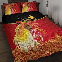Papua New Guinea Independence Day Quilt Bed Set Happy Anniversary 50th Bird-of-paradise Melanesian Tattoos - Polynesian Pride
