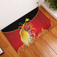 Papua New Guinea Independence Day Rubber Doormat Happy Anniversary 50th Bird-of-paradise Melanesian Tattoos - Polynesian Pride
