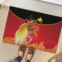 Papua New Guinea Independence Day Rubber Doormat Happy Anniversary 50th Bird-of-paradise Melanesian Tattoos - Polynesian Pride