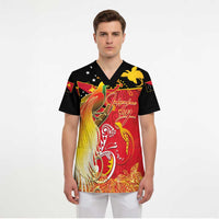 Papua New Guinea Independence Day Scrub Top Happy Anniversary 50th Bird-of-paradise Melanesian Tattoos - Polynesian Pride