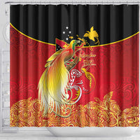 Papua New Guinea Independence Day Shower Curtain Happy Anniversary 50th Bird-of-paradise Melanesian Tattoos - Polynesian Pride