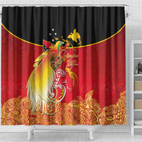 Papua New Guinea Independence Day Shower Curtain Happy Anniversary 50th Bird-of-paradise Melanesian Tattoos - Polynesian Pride