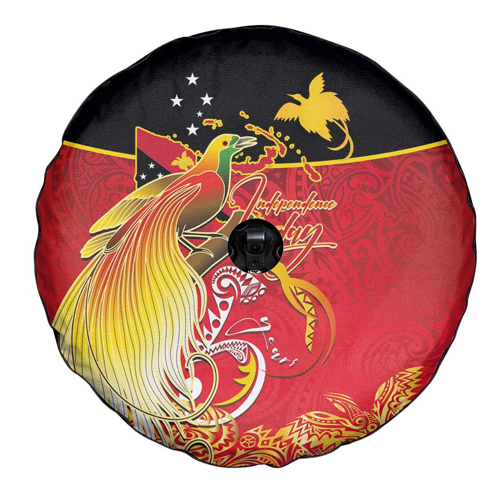 Papua New Guinea Independence Day Spare Tire Cover Happy Anniversary 50th Bird-of-paradise Melanesian Tattoos - Polynesian Pride