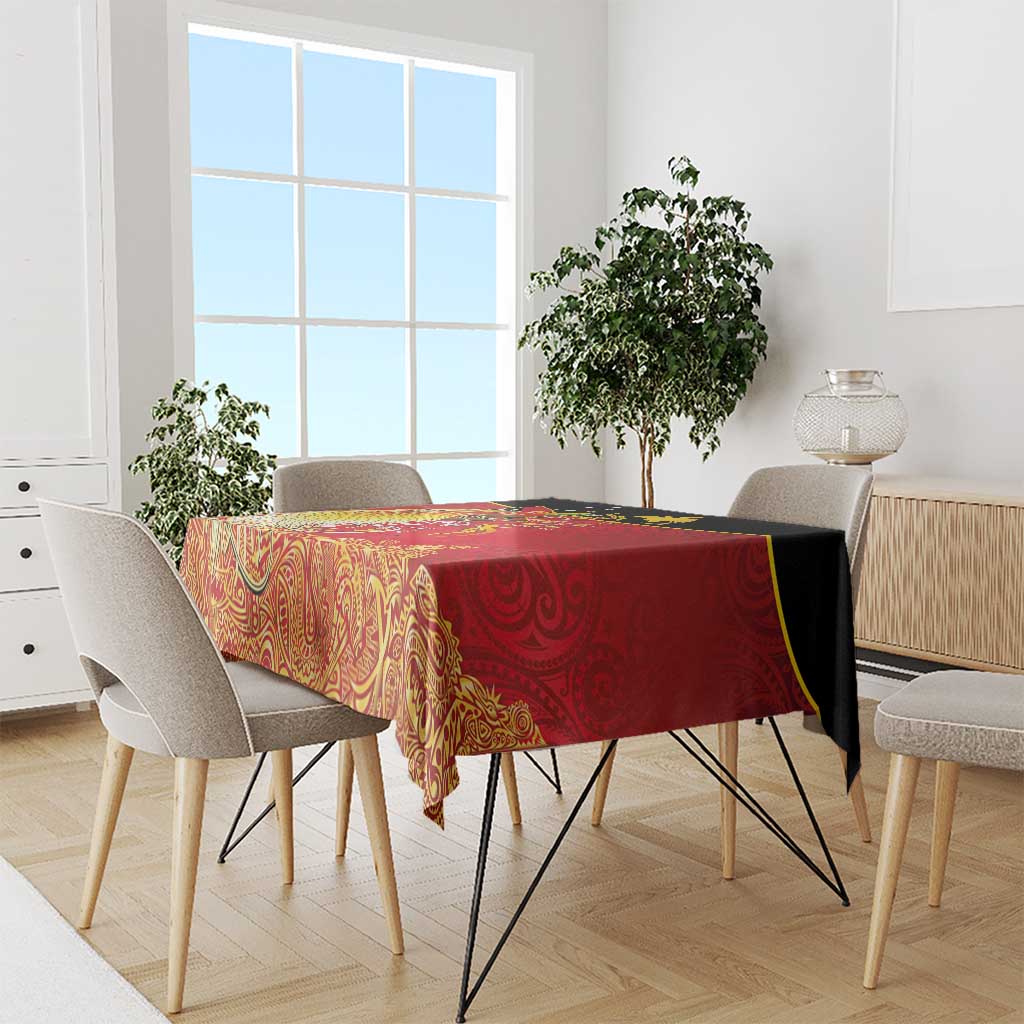 Papua New Guinea Independence Day Tablecloth Happy Anniversary 50th Bird-of-paradise Melanesian Tattoos - Polynesian Pride