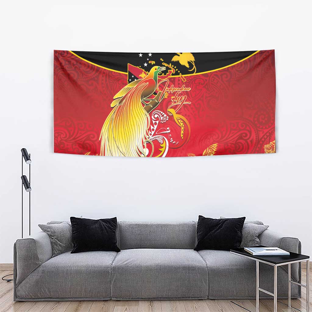 Papua New Guinea Independence Day Tapestry Happy Anniversary 50th Bird-of-paradise Melanesian Tattoos - Polynesian Pride